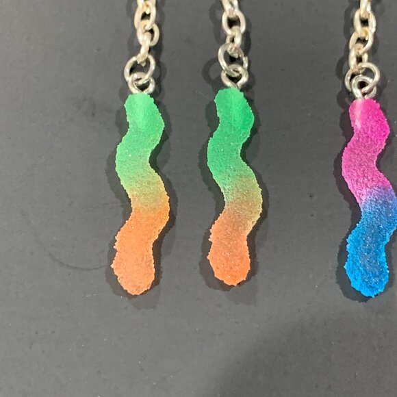 SOUR Gummy Worm Earrings - Mini Gummy Worms - Picture 3 of 5